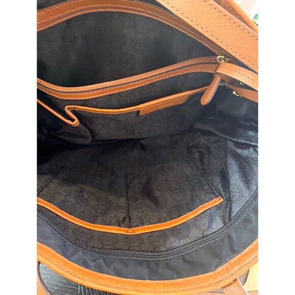 Michael Kors Black & Tan Leather Trim Nylon Tote Bag With Dust Bag - Picture 6 of 6